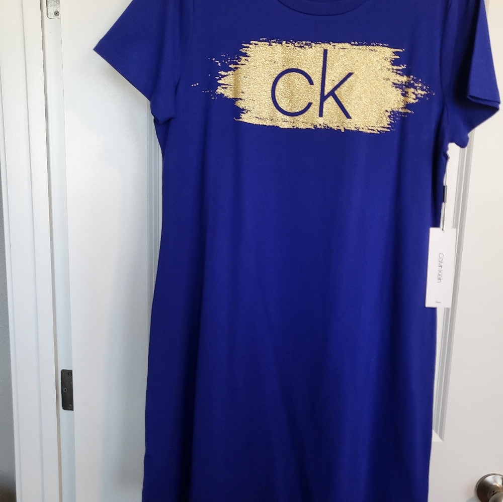 Calvin Klein Women's Relax Short Sleeve Logo T-Shirt Dress